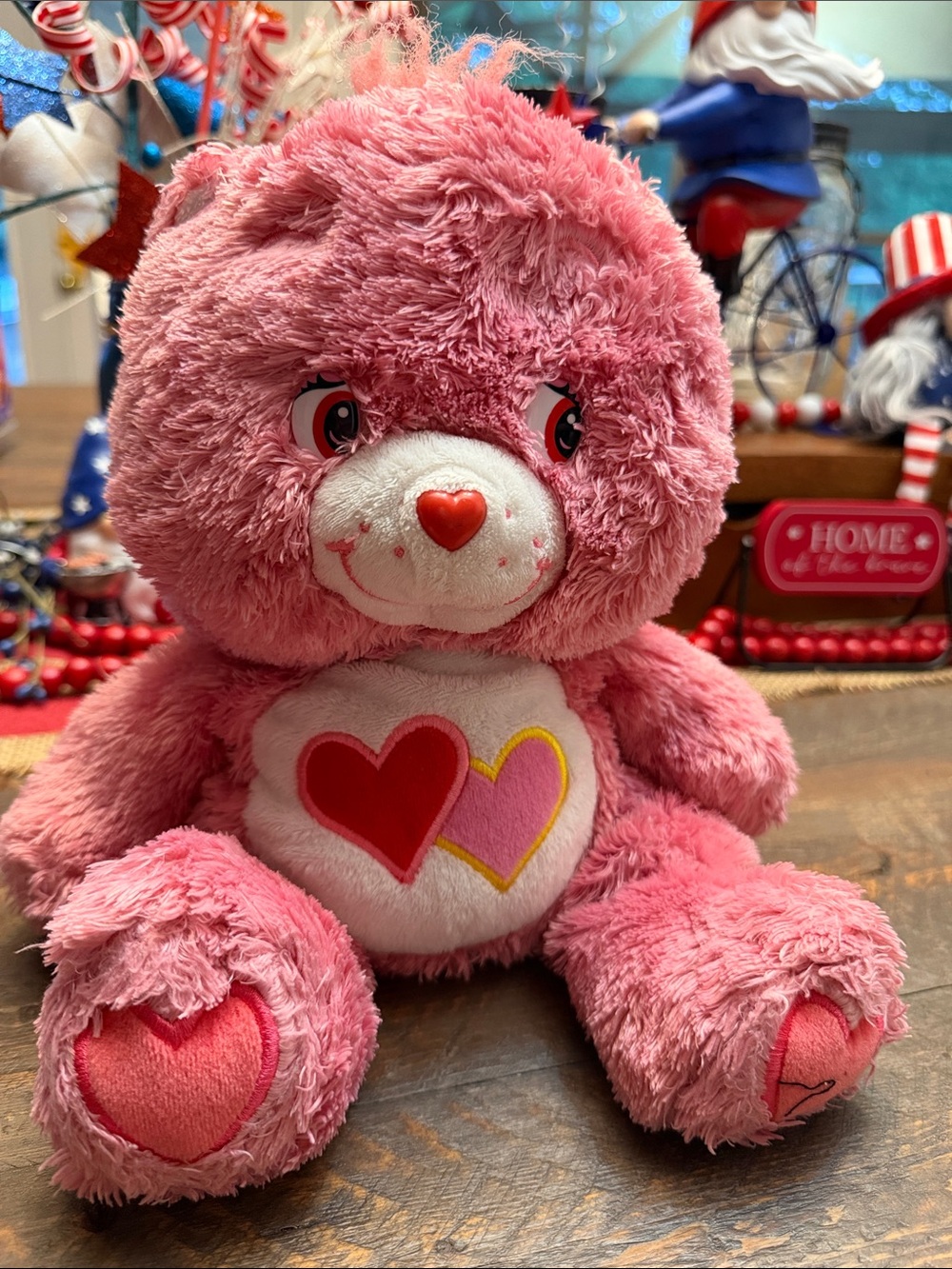 Rare find Y2K 2006 Care Bears "Fluffy & Floppy" edition Love-a-Lot Bear GUC